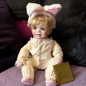 Baby bunting Cream and Pink Bunny Doll.
